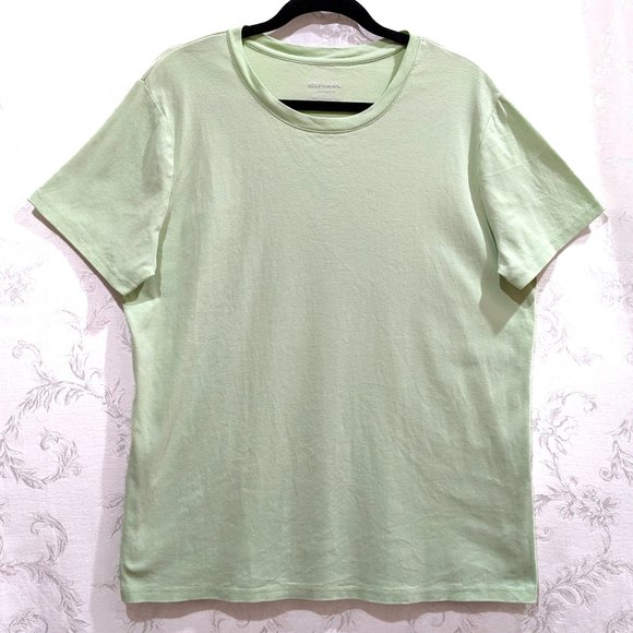 Cotton Pastel Green Ultimate Tee Shirt 2X Short Sleeve Crew Neck Casual Basics - Picture 1 of 3